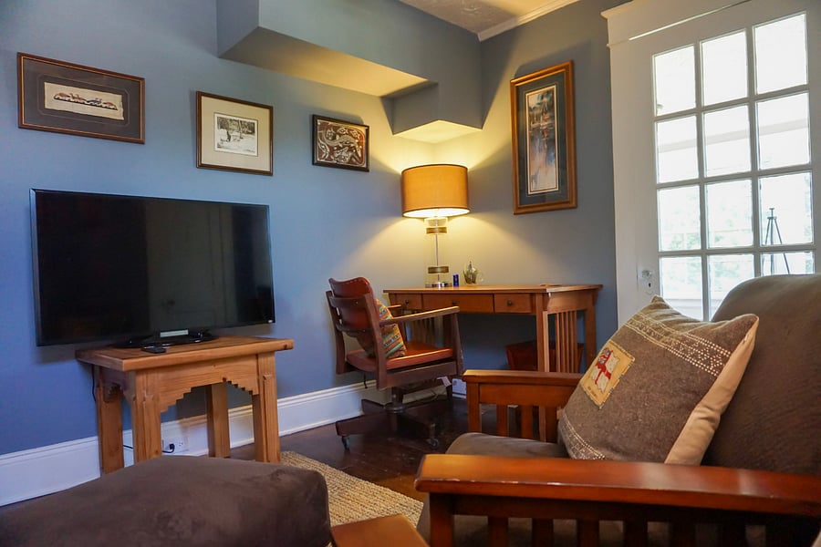 Upstairs living room: this is the chair where I crashed for a good hour after I got the tv set up, so cozy!