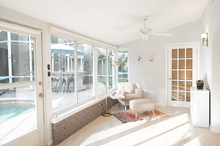 sun room with reading nook