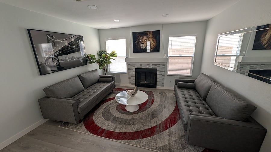 Living room with fireplace
