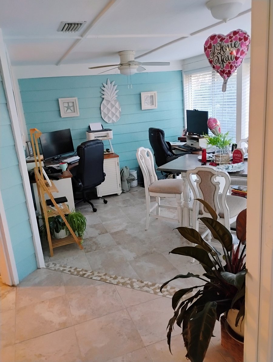 Two desks to work from in back sun room