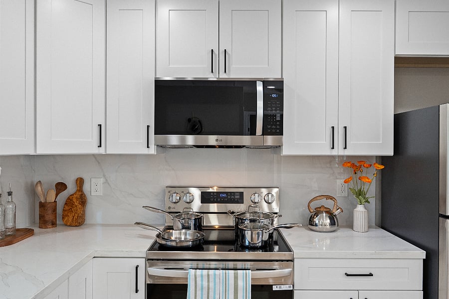 Well appointed kitchen with small appliances