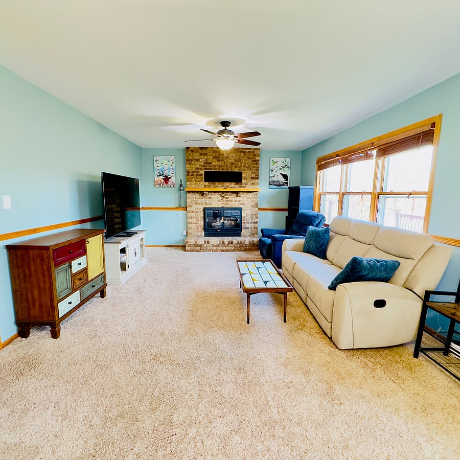 New reclining couch and reclining chair. Gas fireplace available for extra fee. Smart TV.