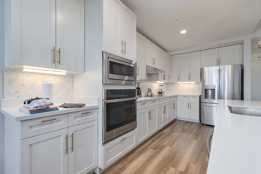 Fully Equipped Kitchen with Stainless Appliances.