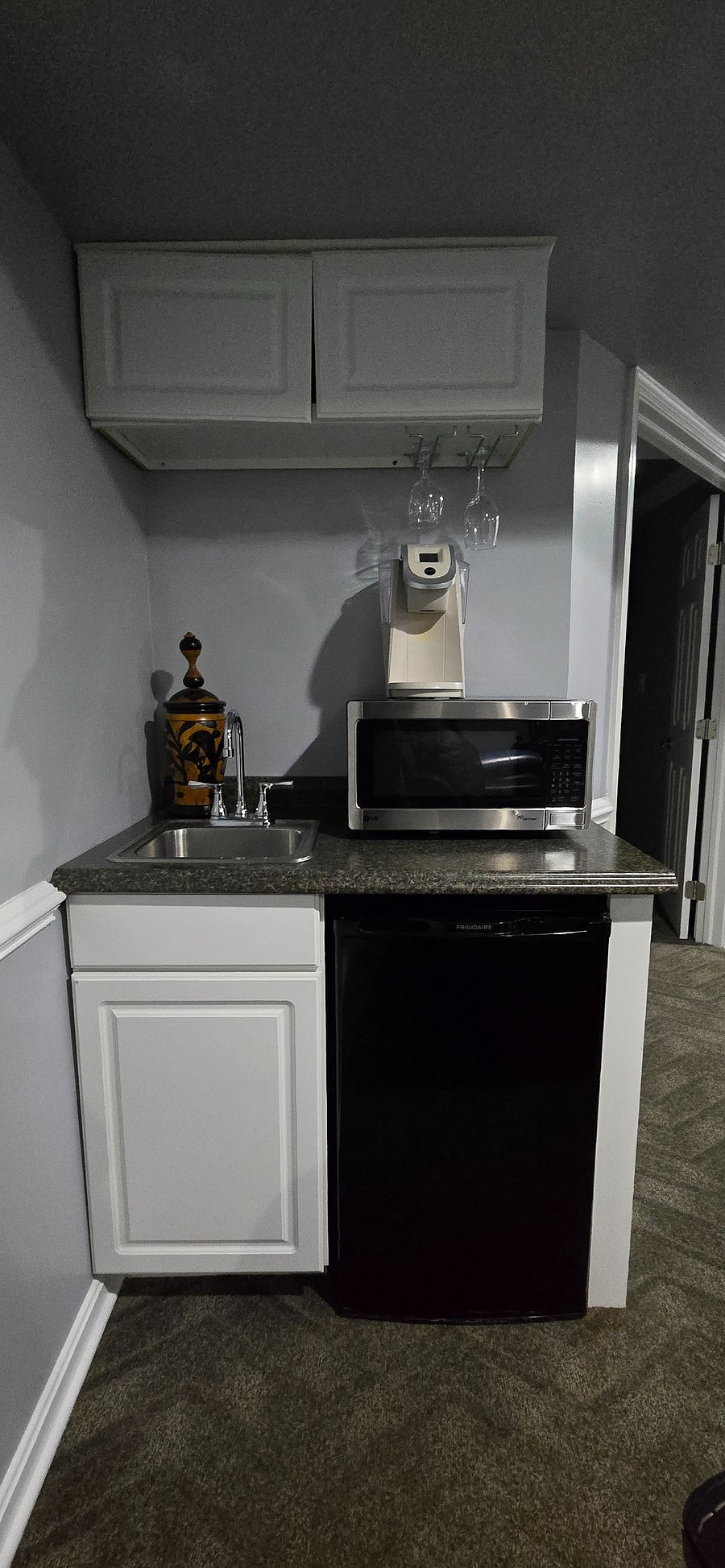 Mini Fridge, Microwave, coffee maker, sink