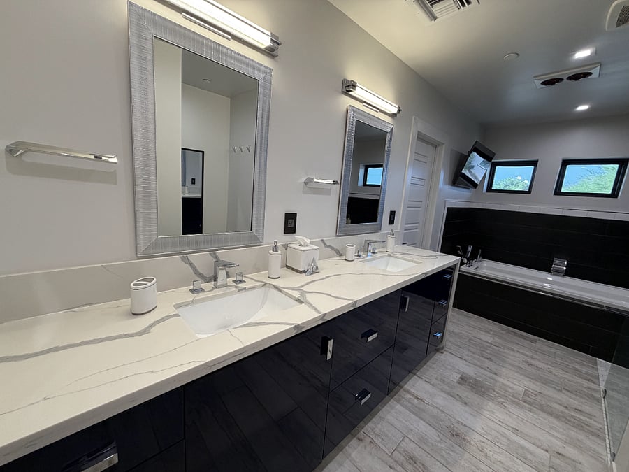 Master Bathroom En Suite, Vanity, TV and soaking tub