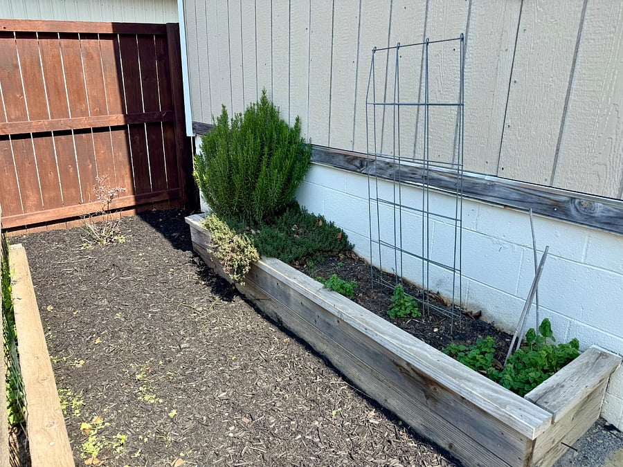 Enjoy a mature herb garden with rosemary and thyme. If you have a green thumb, there is also a raised garden bed.