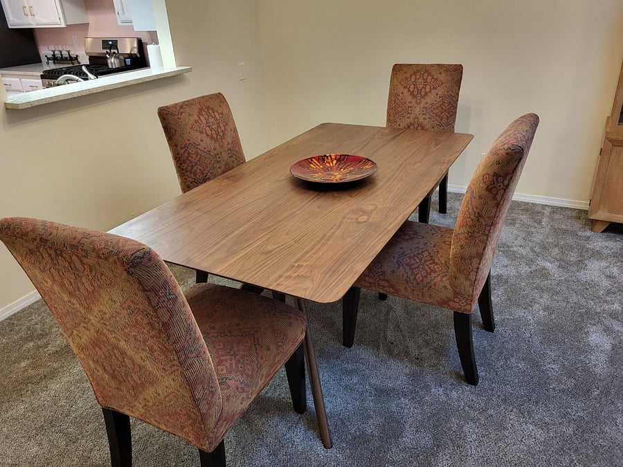 Mid-century Modern style Dining Table with Santa Fe Style Parson Chairs