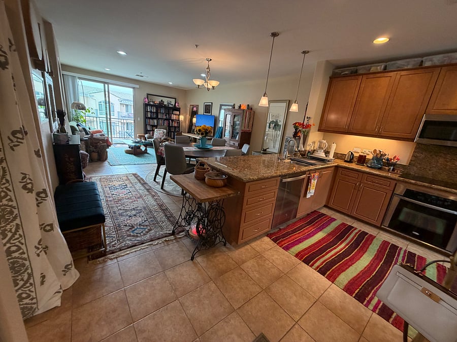 coming in from front entrance. your suite is to the left where the privacy curtain hangs.