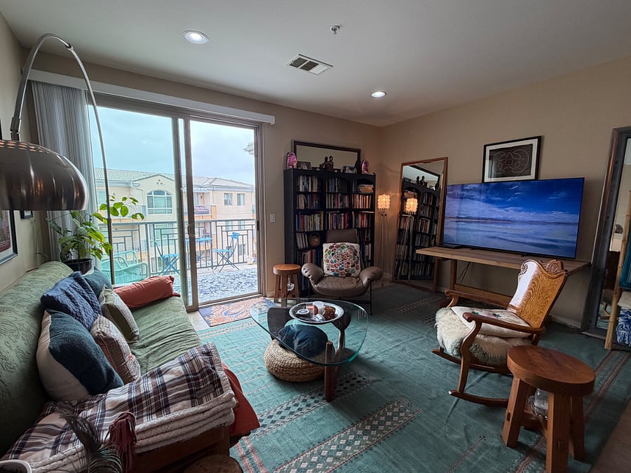living room and balcony facing west.