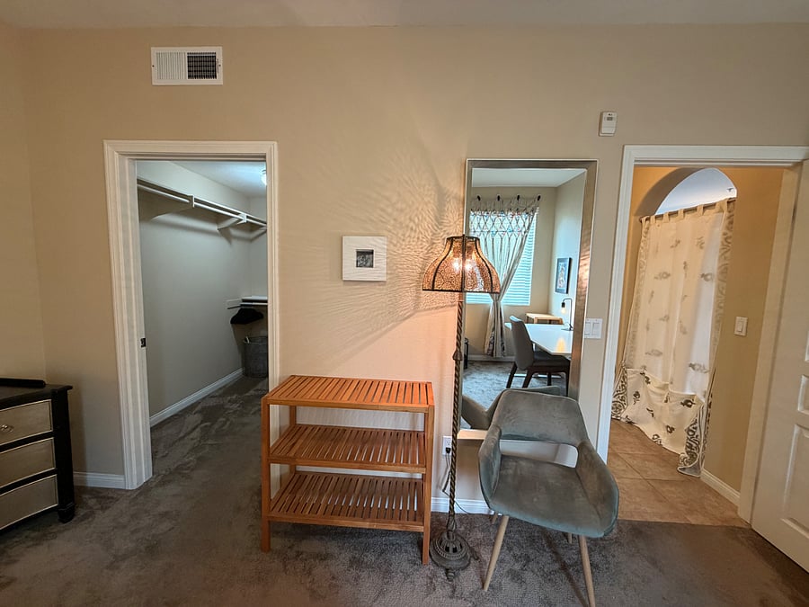 Your master suite with curtain drawn between suite and remainder of condo.