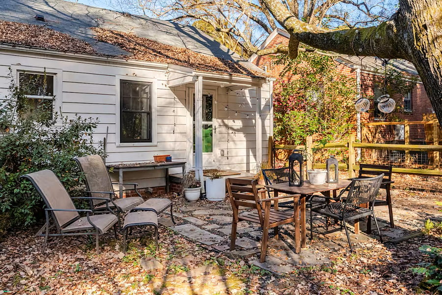Fenced in backyard