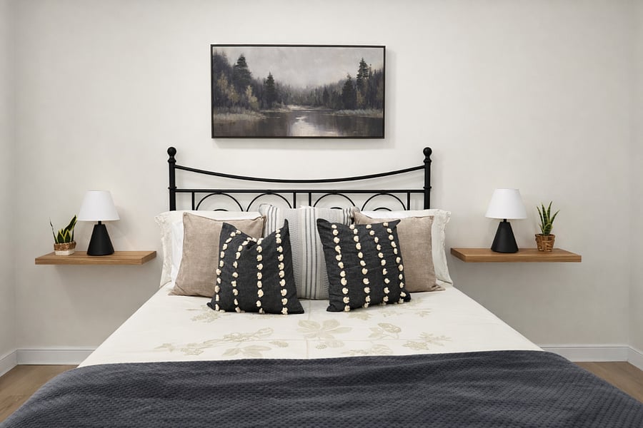 Queen size memory foam mattress with cooling pillows. 