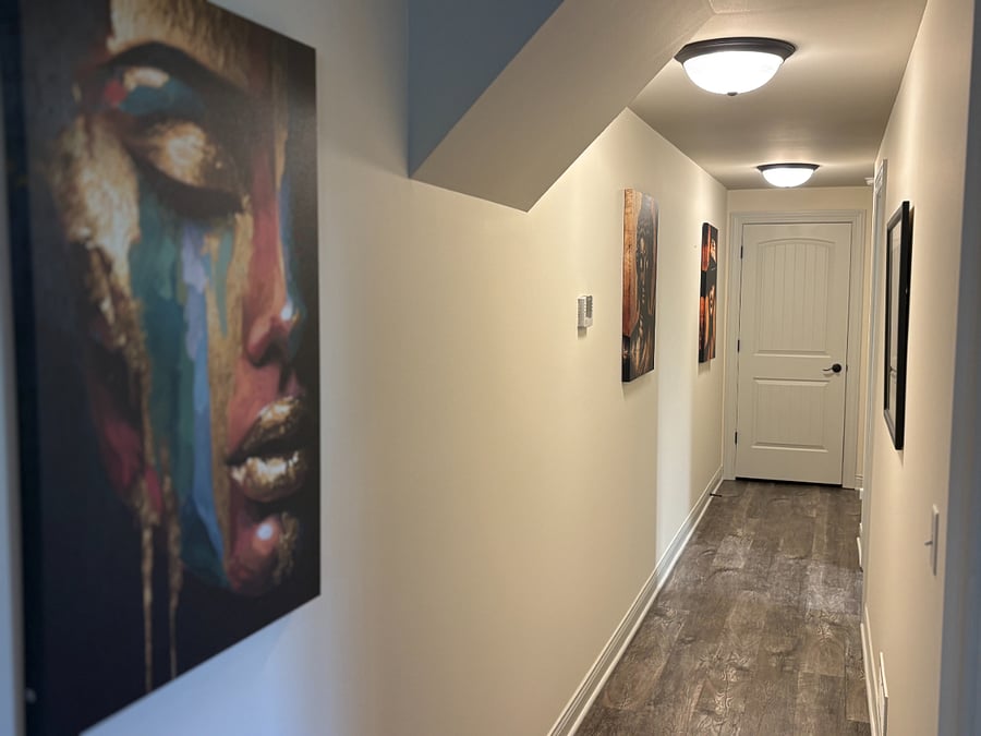 Hallway to Basement bathroom