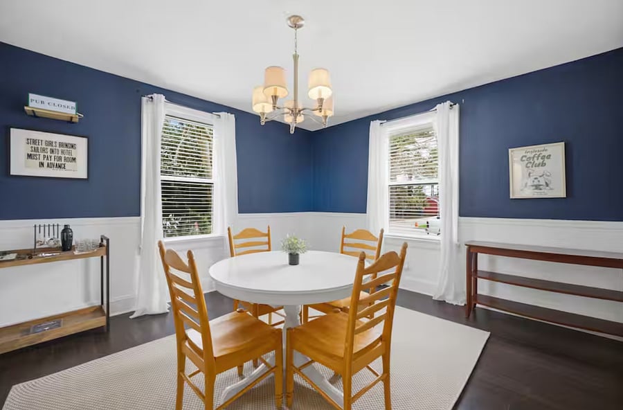The dining nook is a great spot for morning coffee or a quiet dinner.