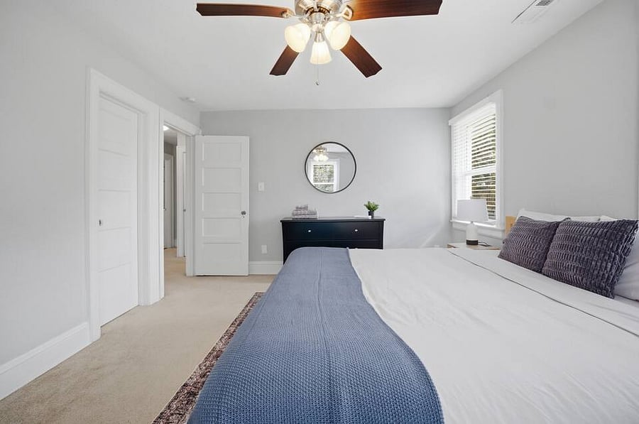 Bedroom 3: Plenty of storage and light in this room with a queen size bed.