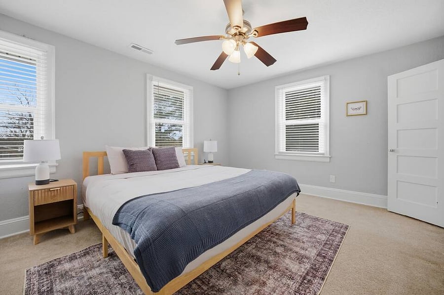 Bedroom 3: Plenty of storage and light in this room with a queen size bed.