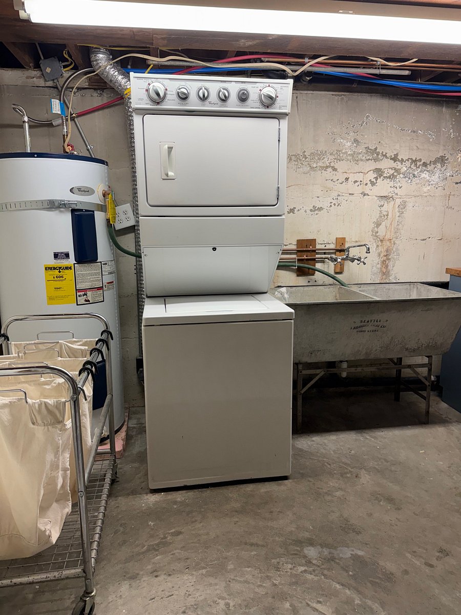 Washer and Dryer just for you. Laundry hamper and laundry sinks as well.