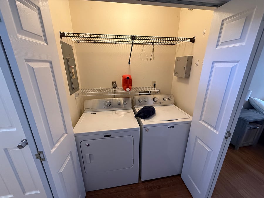 Laundry closet in hallway