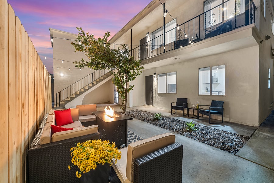 Shared courtyard with fire pit.