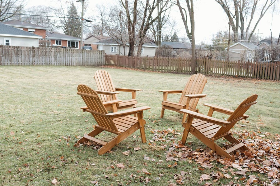 Backyard Adirondack chair seating area