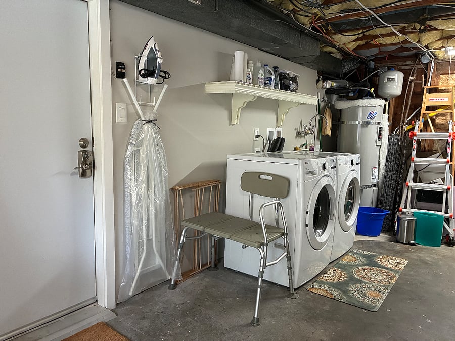 Shared washer/dryer in garage.