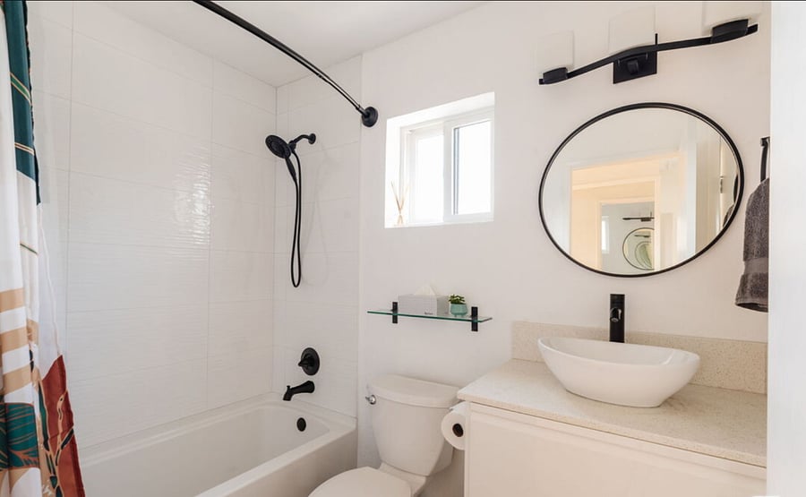 Second floor bathroom with tub