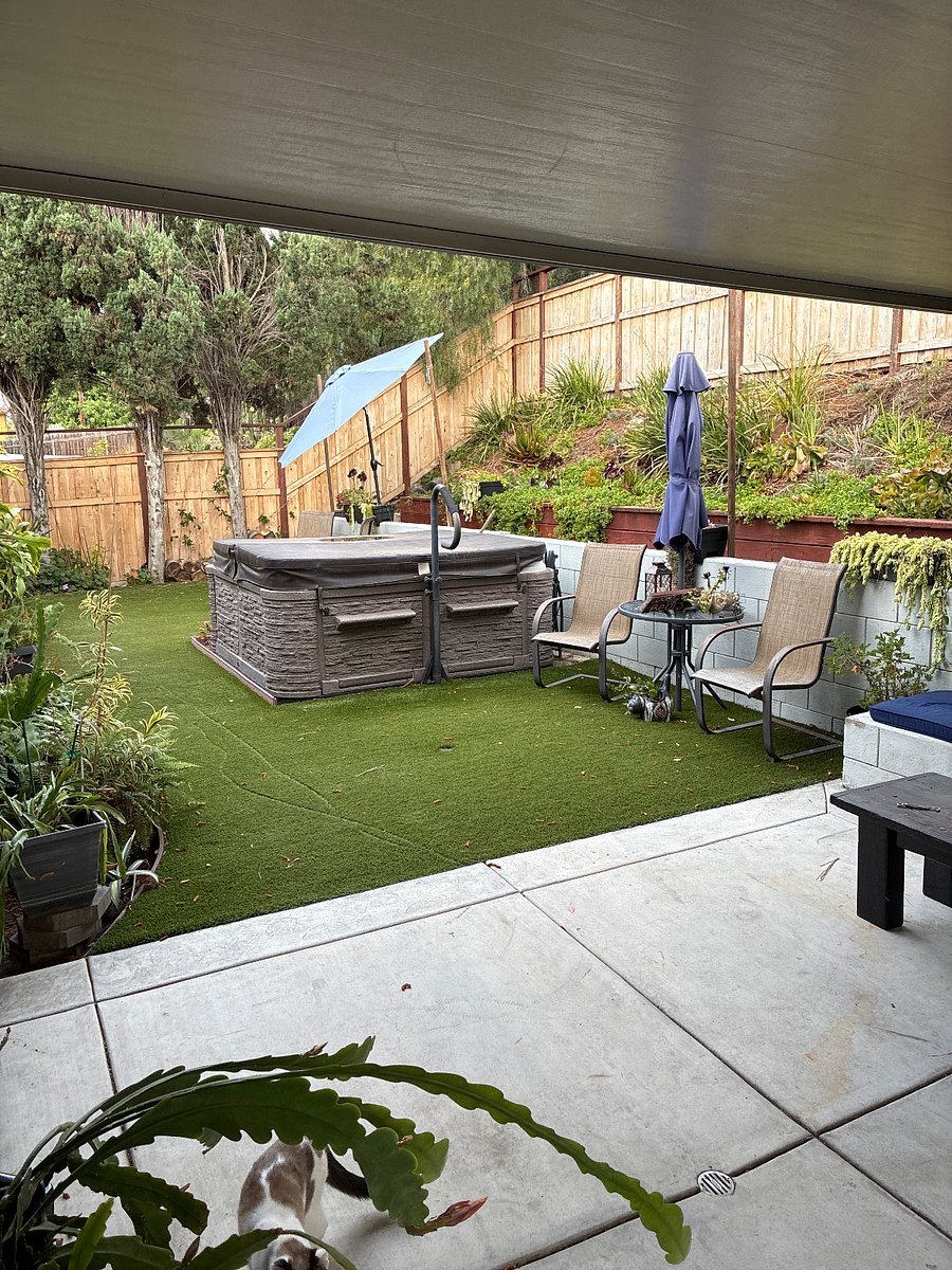 Backyard & hot tub