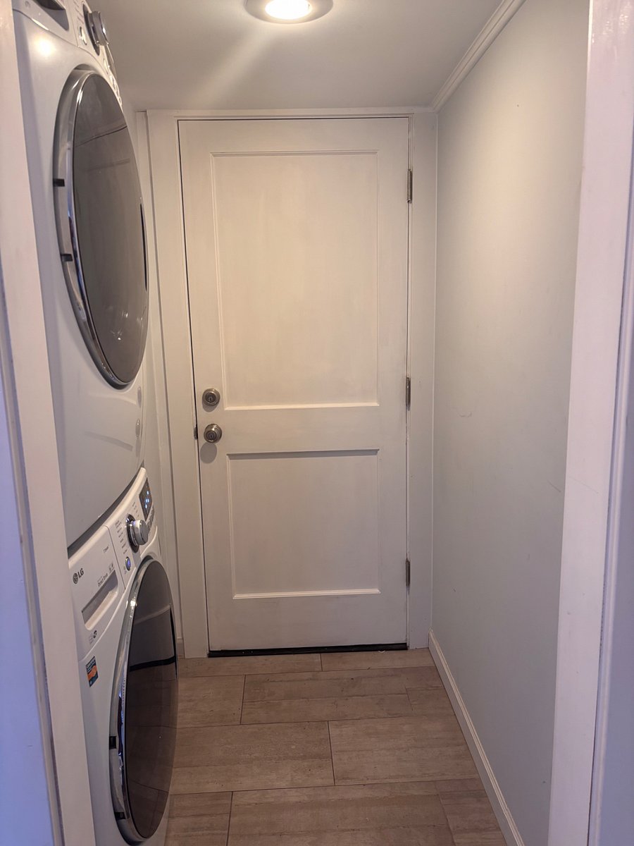 Washer and dryer next to apt entrance