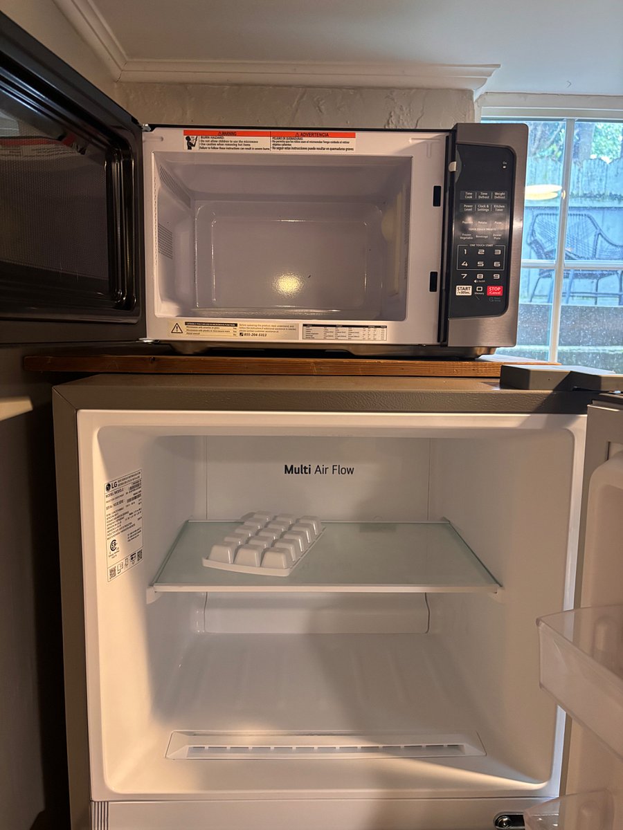 New, clean fridge and microwave