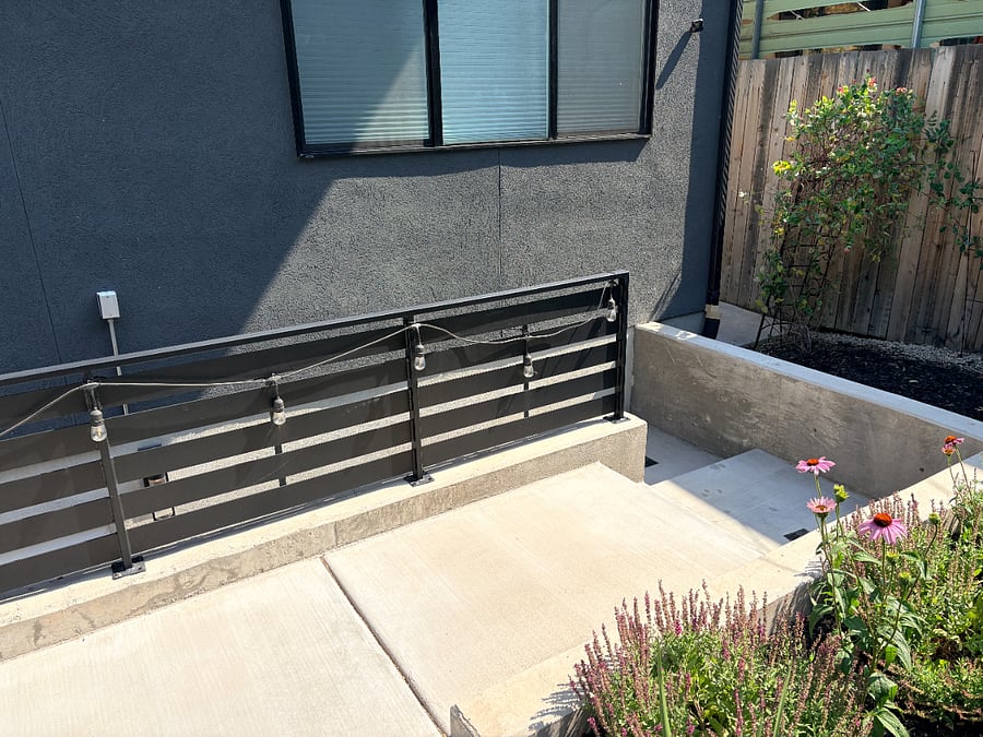 Stairs leading to apartment entry