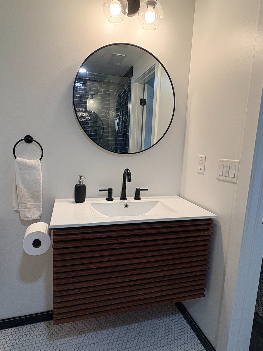 Bathroom sink cabinet with two-drawer storage