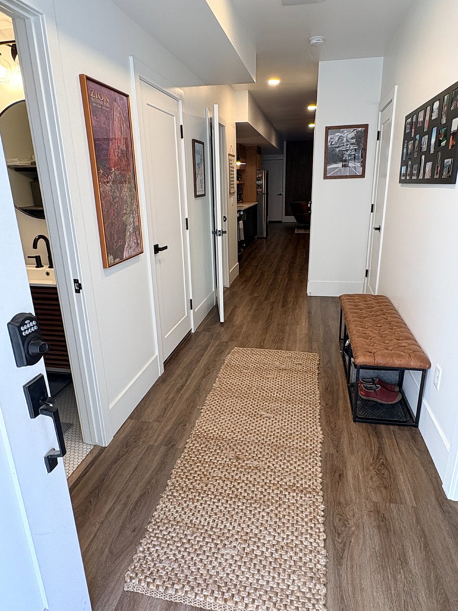 Entry with shoe bench, storage closet for tenant use