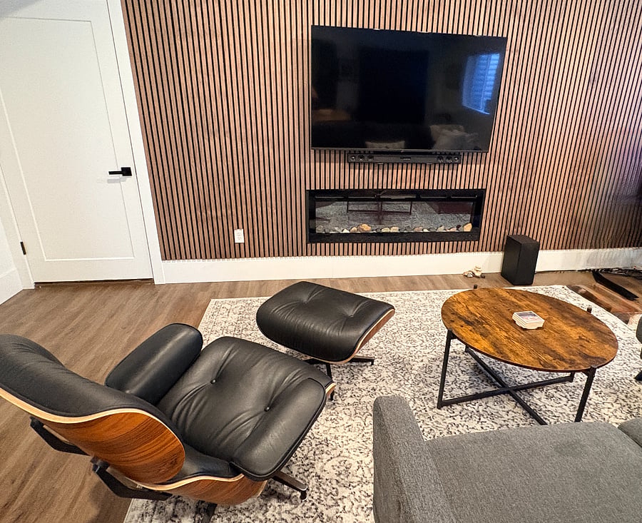 Living room with electric fireplace
