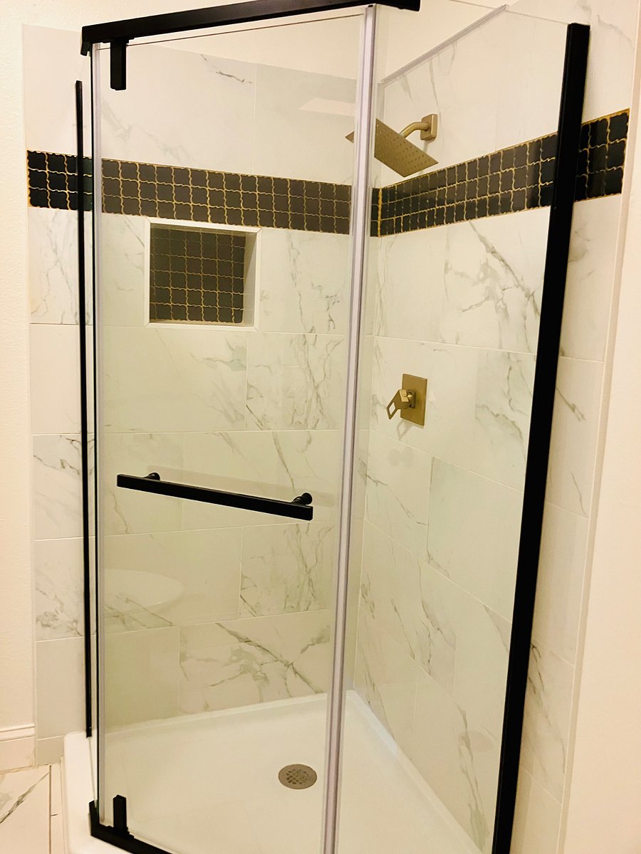 Clean shower with a modern feel.
