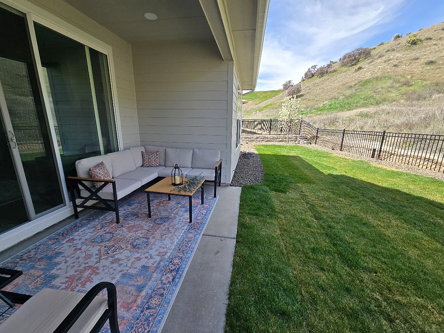 Enjoy a view to the west, where the sun sets over the Idaho foothills and lights up the sky with a rainbow of colors at night, beautifully ending your day.