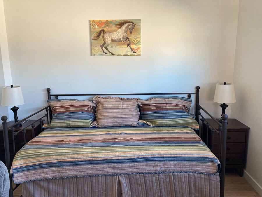 Upstairs bedroom with trundle bed (two single beds)