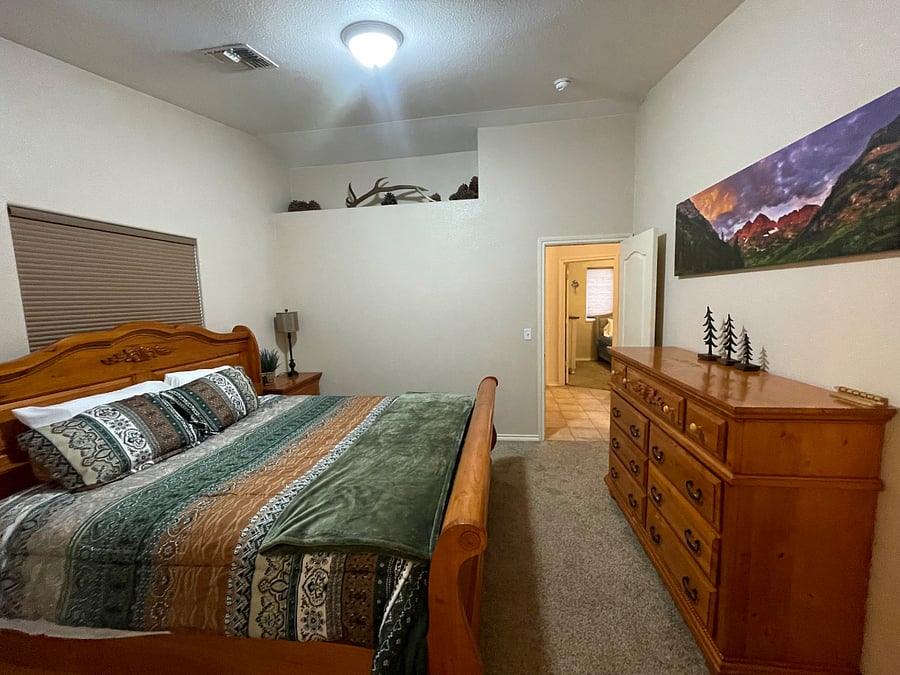 Master bedroom with king bed.