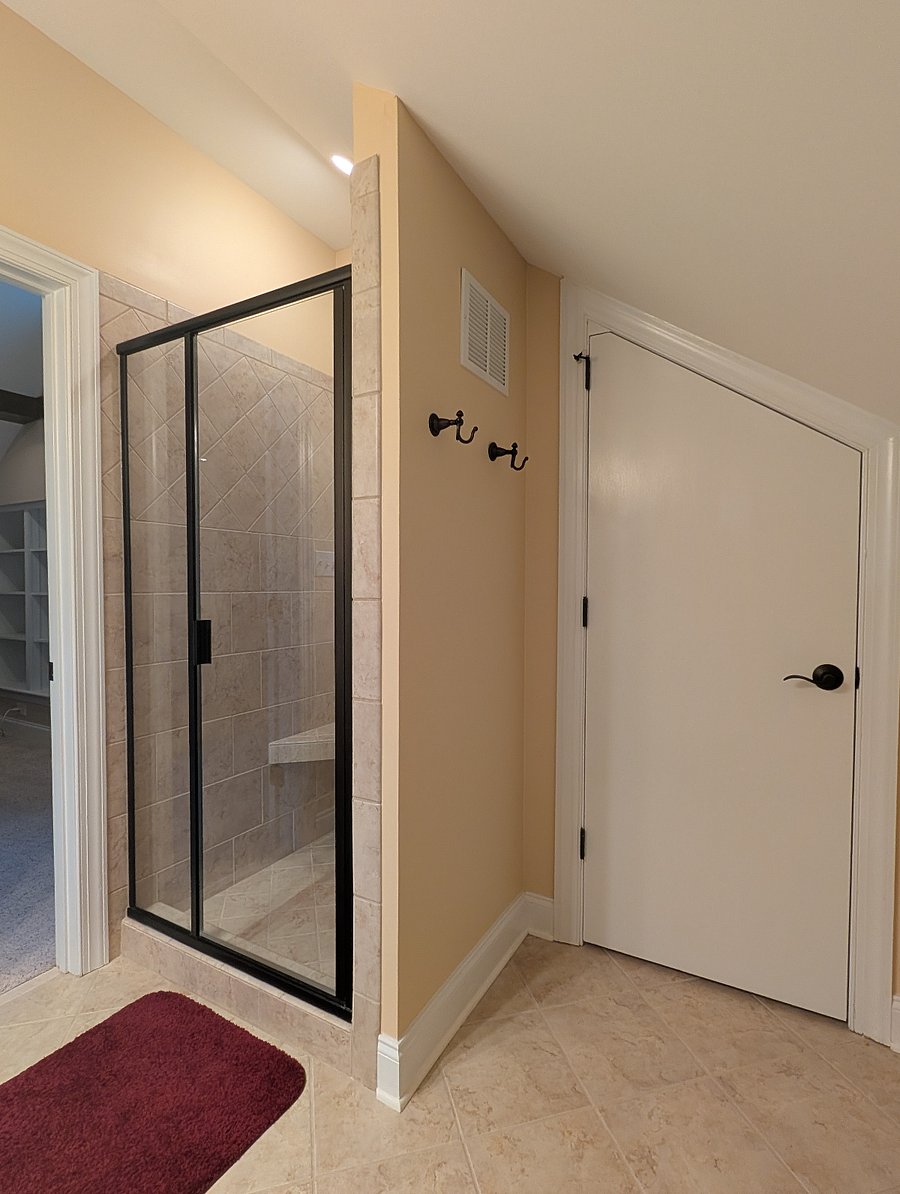 Walk-in shower and bathroom closet
