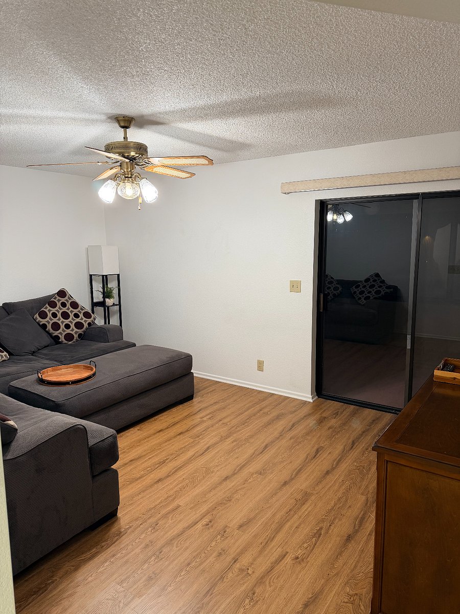 Back living area and entrance to back patio