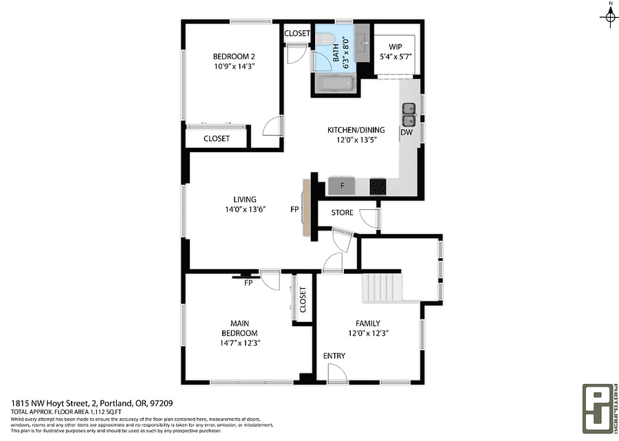 Floor Plan - Note rooms and dimisions of spaces are called out.