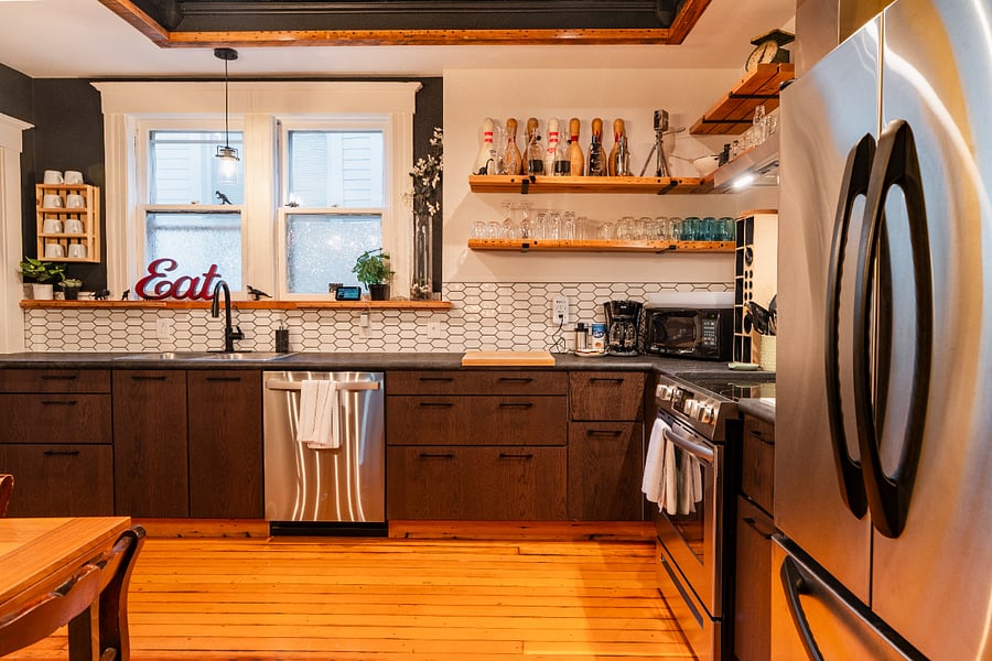 Kitchen - is expansive having everything that you could want and lots of counter space and room to work. High ceilings, wood floors, and stainless steel appliances.