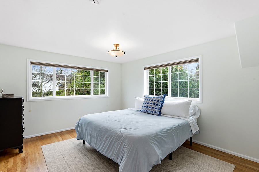 Bedroom #2, with King bed and hardwood floors