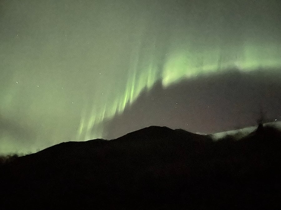 Northern lights are visible in winter from our valley with dark night skies