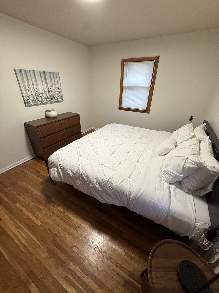 The primary bedroom features a King bed, 6-drawer dresser and ample closet space!