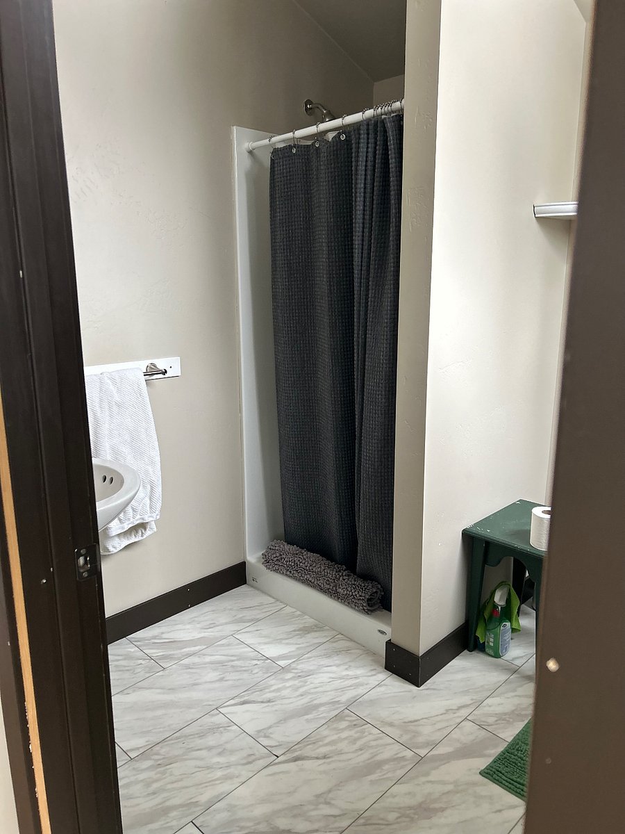 Bathroom shower from doorway