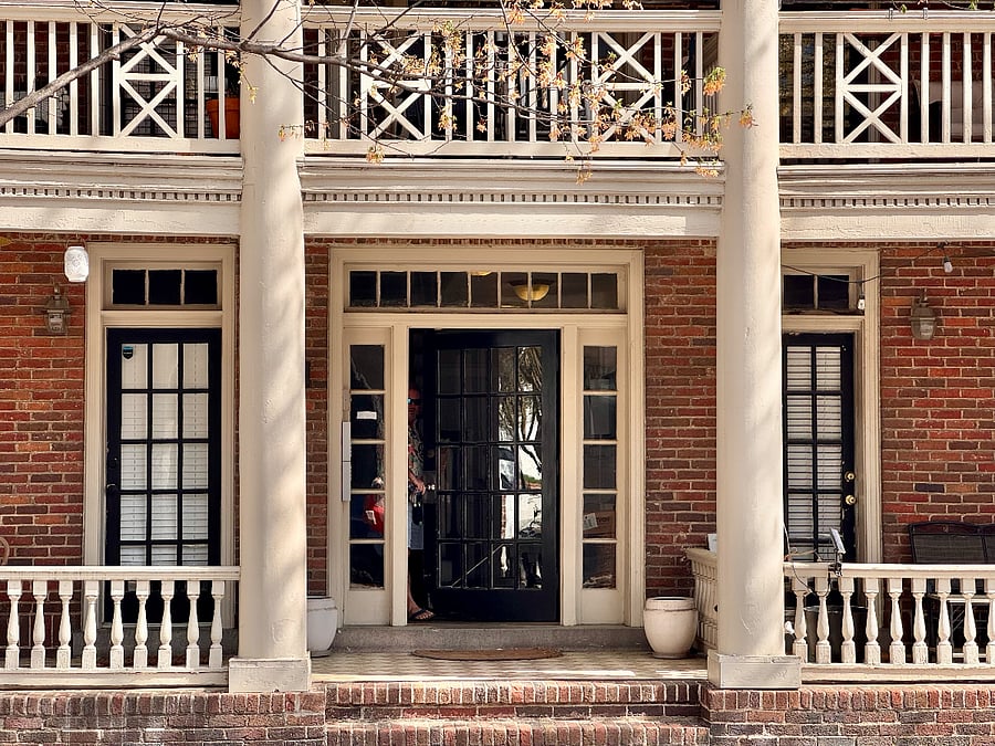 Building entry.
Secure entry, with ability to buzz in your guest and/or deliveries from inside unit.