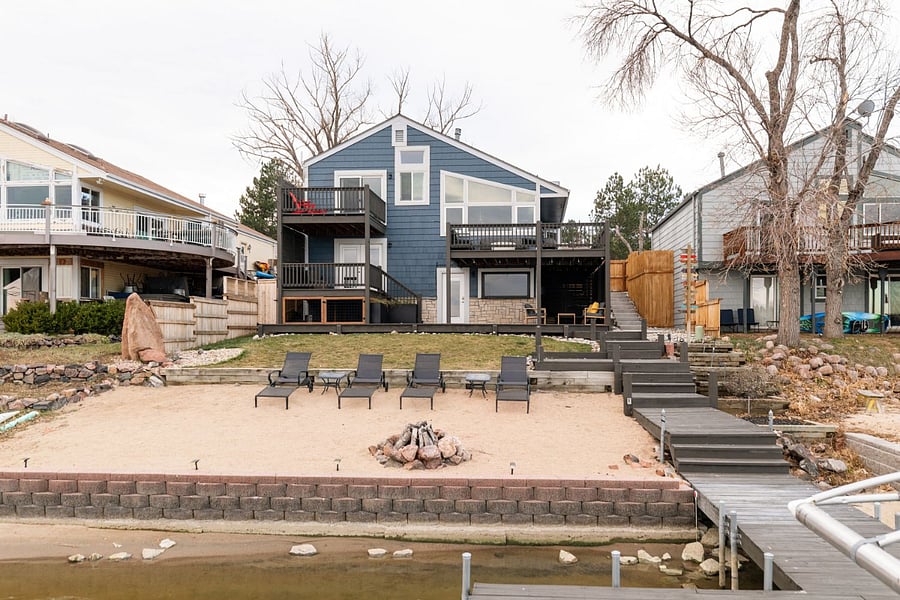 Beach includes fire pit and corn hole