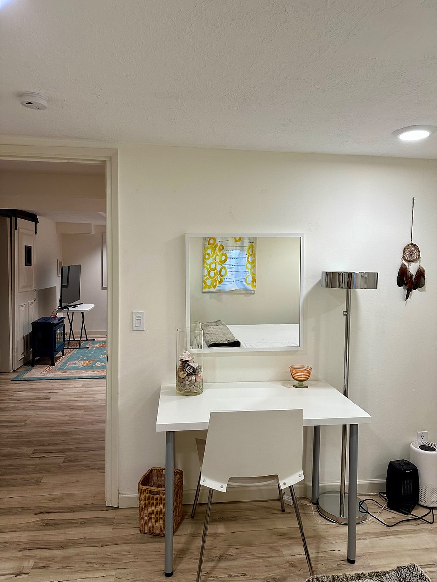 Desk and door to living room