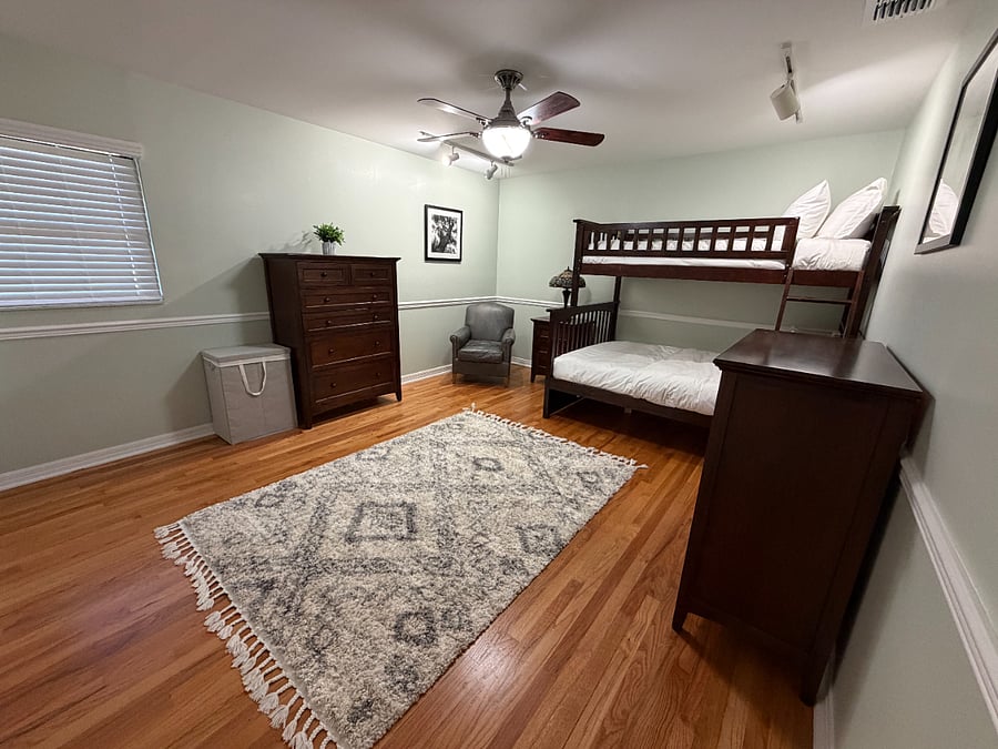 Bedroom #2 with a twin/full bunk bed and ensuite bathroom