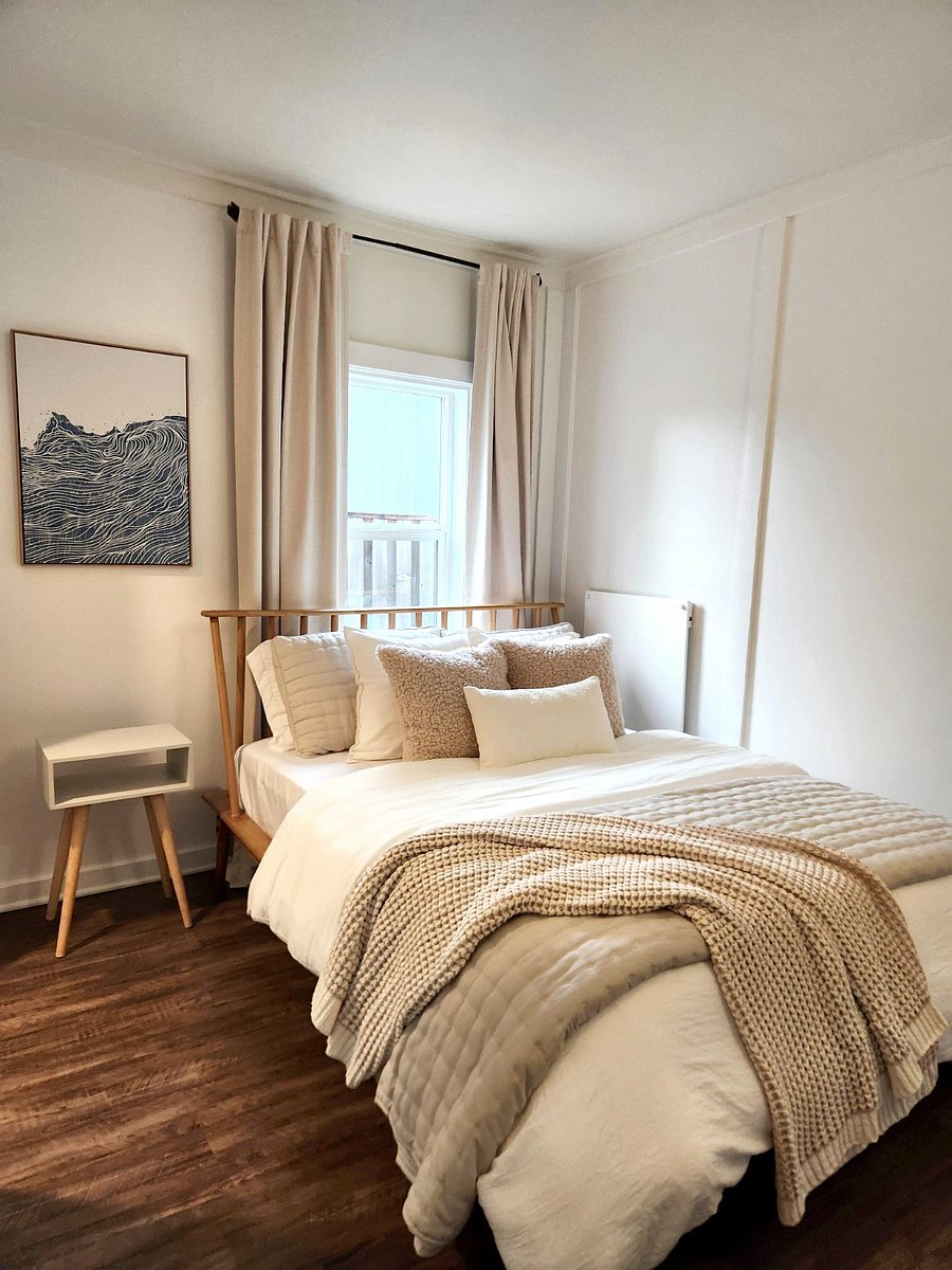 Bedroom 2 - Full Bed with blackout curtains, closet, work station.